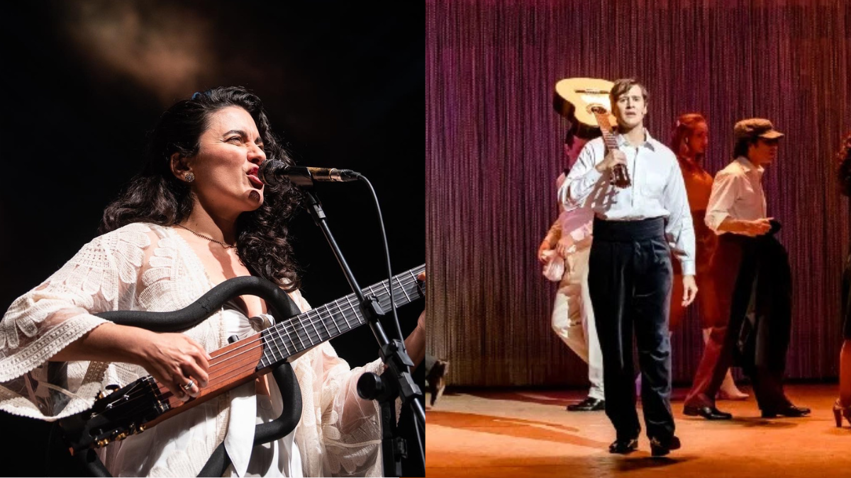 Cantora Ana Paula da Silva, do show “Promessa de Vida no Teu Coração”; e cena do espetáculo "Tom Jobim Musical". (Fotos: Divulgação.)