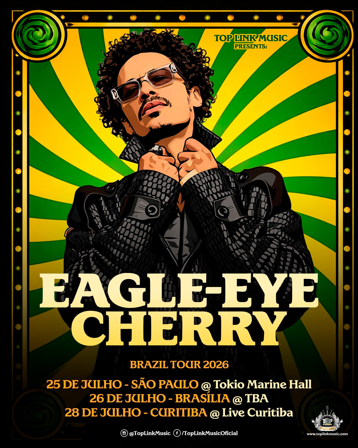 Curitiba recebe Eagle-Eye Cherry em julho durante a sua turnê mundial de 2026
